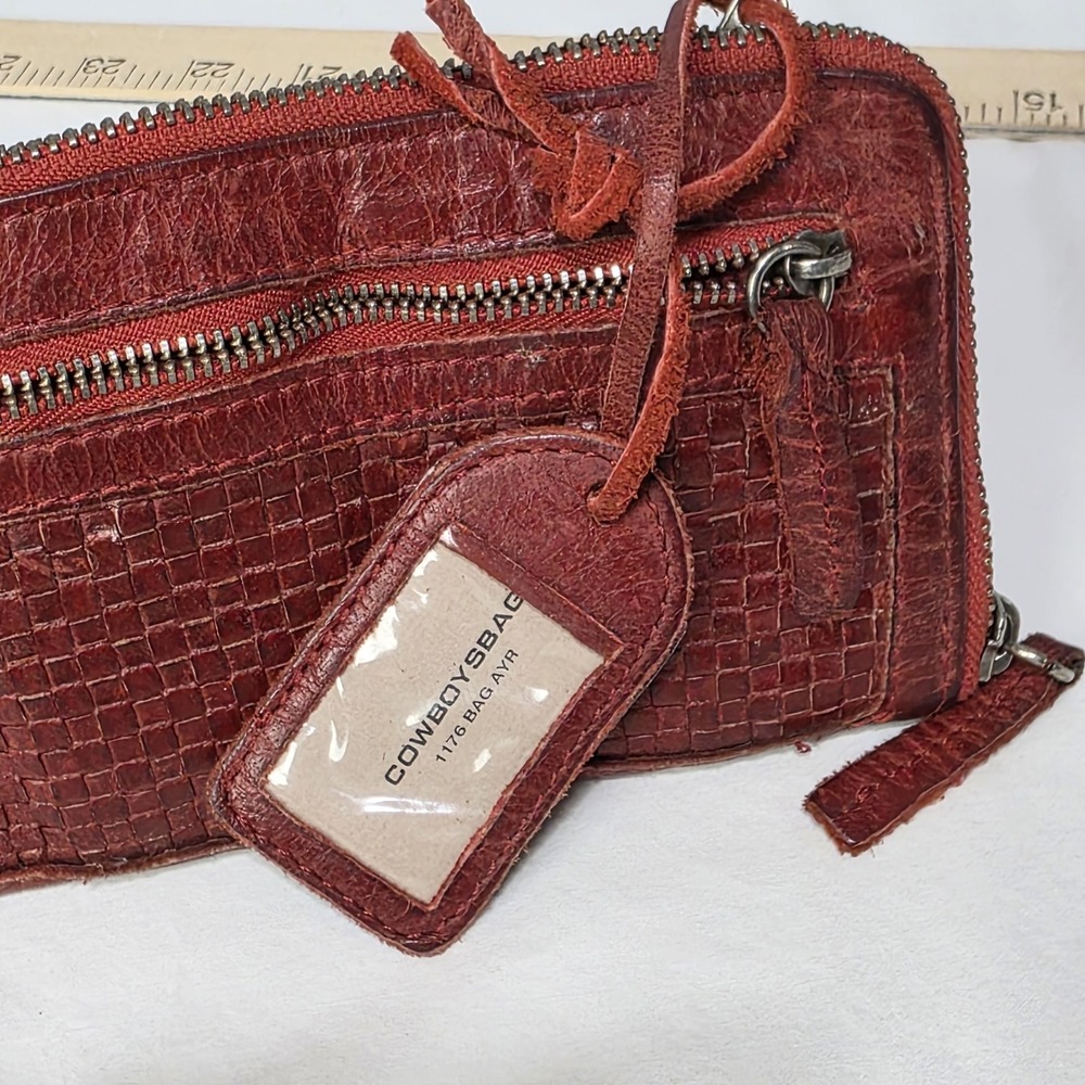 Cowboy Bags Wallet - Red Leather - Weave Pattern Western Style - Picture 9 of 12